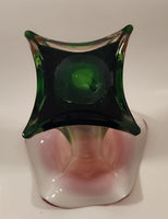 Murano Style Red White Green Jack In The Pulpit Lily Shaped 14 3/4" Tall Art Glass Flower Vase