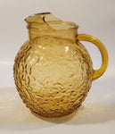 Vintage Anchor Hocking Bubble Texture Yellow Brown Amber Glass 8 1/2" Tall Pitcher Jug