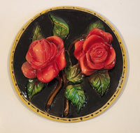 Vintage Devonware Red Roses 7 1/2" 3D Chalkware Wall Hanging