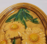 Vintage Sunflowers 7 3/4" x 12" Chalkware Wall Hanging