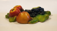 Vintage MCM Devonware Grapes Apples and Peach Fruit 8" x 8 1/2" Chalkware Wall Hanging