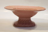 1960s Bordallo Pinheiro Basket Weave Embossed Pink Pedestal Fruit Bowl Dish Made in Portugal