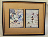 Rare C. M. (Charles) Russell 'Just A Little Pleasure' and .Just A Little Pain' Art Painting Prints in Frame