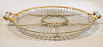 Jeannette National Gold Trimmed Ribbed Glass Serving Platter