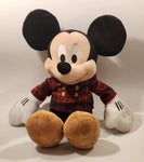 2013 Disney Store Mickey Mouse in Red Plaid Hoodie 17" Tall Toy Plush Stuffed Character