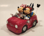 Disneyland Hong Kong Mickey and Minnie Mouse Bobble Heads in Red Convertible Car with Surfboards 4 1/2" Long Resin Figure New in Box