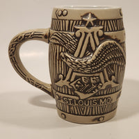 Ceramarte Brazil Budweiser Beer A & Eagle St. Louis Barrel Shaped 5 1/2" Tall Embossed Stein Mug