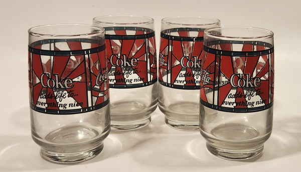 Vintage 1970s Coca Cola Coke Adds Life To Everything Nice Glass Cups Set of 4