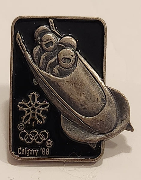 1988 Calgary Winter Olympics Bobsled 3/4" x 1" Enamel Metal Lapel Pin