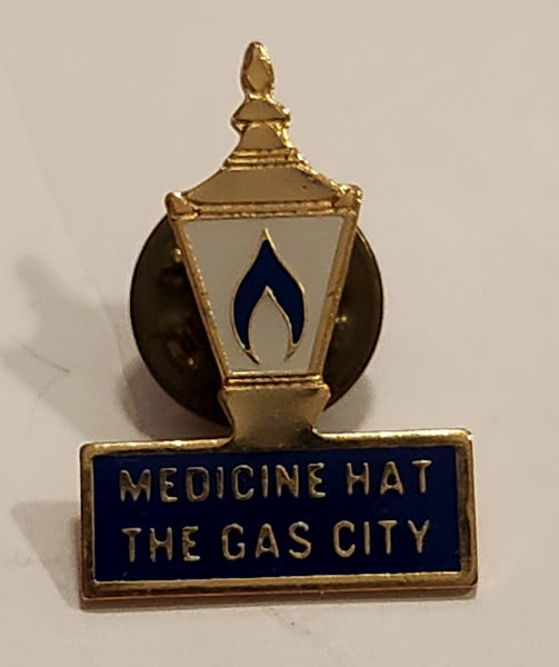 Medicine Hat The Gas City 3/4" x 1 1/16" Metal Lapel Pin