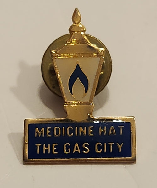 Medicine Hat The Gas City 3/4" x 1 1/16" Metal Lapel Pin