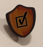 Check Mark in Box Crest Shaped Metal Lapel Pin