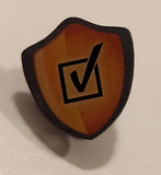 Check Mark in Box Crest Shaped Metal Lapel Pin