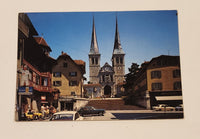 Vintage Church of St. Leodegar Lucerne Switzerland Postcard