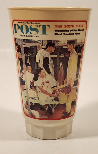 1984 Sears Coca Cola The Saturday Evening Post The Rookie March 2 1957 Norman Rockwell 5 1/2" Tall 16 Oz Hard Plastic Cup