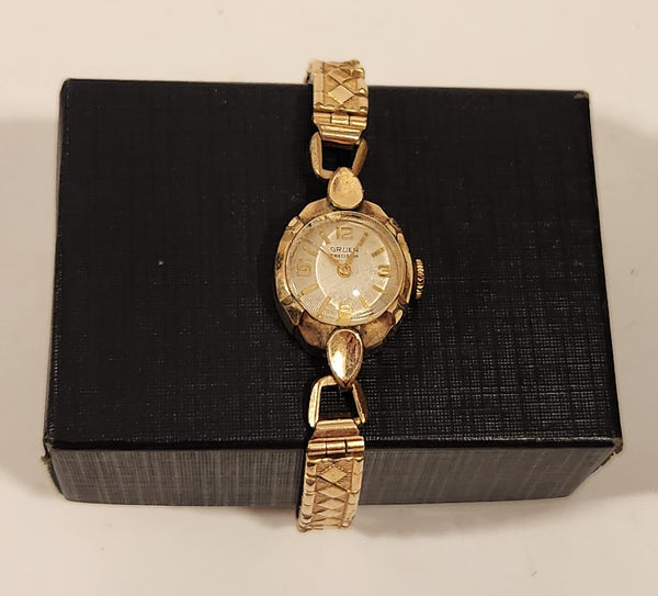 Antique Gruen Precision Guildite Excalibur Ladies 12K Gold Quartz Wristwatch Made in England