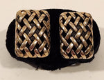 Vintage Basket Weave Rectangle Sterling Silver Cufflinks