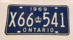 1969 Ontario Blue with White Letters Vehicle License Plate X66 541