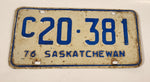 Vintage 1976 Saskatchewan Commercial Vehicle Blue On White Vehicle License Plate Metal Tag 20 381