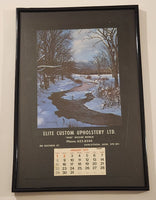 1978 Elite Custom Upholstery Ltd "And" Wicker World Saskatoon, Sask. Calendar on Leather Backing Framed Never Used