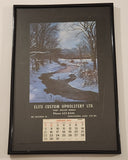 1978 Elite Custom Upholstery Ltd "And" Wicker World Saskatoon, Sask. Calendar on Leather Backing Framed Never Used