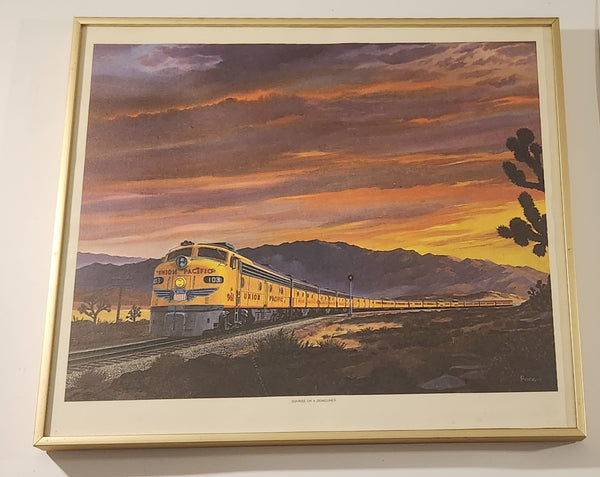 Sunrise On A Domeliner Union Pacific Passenger Train 103 941 Art Painting Print By Howard Fogg