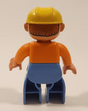 Lego Duplo Construction Worker Character Blue Vest Yellow Helmet 2 1/2" Tall Plastic Toy Figure