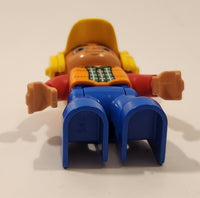 Lego Duplo Construction Worker Character Orange Vest Yellow Helmet 2 1/2" Tall Plastic Toy Figure