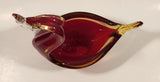 Crowned Crane Swan Bird Blood Red and Amber Art Glass Candy Dish