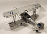 RAF Hawker Hind K5418 Airplane Silver Grey Large 11 3/4" Long Tin Metal Military Aircraft Model