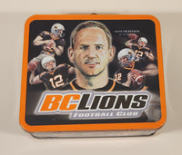 2003 CFL BC Lions Football Team 50 Seasons Est 1953 Dave Dickenson Quarterback Jason Clermont Slotback Orange and White Tin Metal Lunch Box