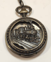 Train Locomotive Railroad Themed Bronze Pocket Watch with Japanese Movement