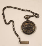 Train Locomotive Railroad Themed Bronze Pocket Watch with Japanese Movement