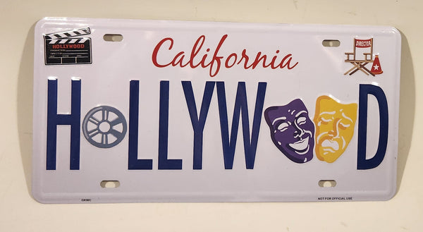 KWC Hollywood California Movie Themed Novelty Embossed Metal Vehicle License Plate Tag