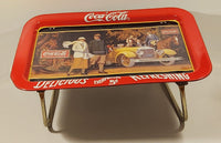 1987 Coca Cola "Touring Car" Folding Metal Lunch TV Tray