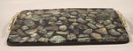 Vintage MCM Abalone Mother of Pearl 14" Serving Tray with Brass Handles