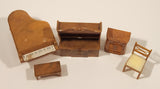 Vintage 1960s Brown Furniture Miniature Plastic Dollhouse Toys Made in Hong Kong