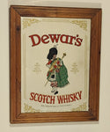 Vintage Dewar's Scotch Whisky 10 3/4" x 14" Wood Framed Pub Mirror