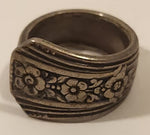 Vintage 1930s Ornate Flower Engraved Silver Plate Ring