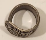 Vintage 1930s Ornate Flower Engraved Silver Plate Ring
