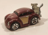 2010 Hot Wheels Volkswagen Beetle (Tooned) Metalflake Dark Red Die Cast Toy Car Vehicle