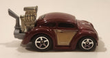 2010 Hot Wheels Volkswagen Beetle (Tooned) Metalflake Dark Red Die Cast Toy Car Vehicle