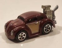 2010 Hot Wheels Volkswagen Beetle (Tooned) Metalflake Dark Red Die Cast Toy Car Vehicle