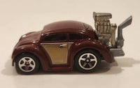 2010 Hot Wheels Volkswagen Beetle (Tooned) Metalflake Dark Red Die Cast Toy Car Vehicle