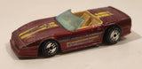 1989 Hot Wheels Speed Fleet Custom Corvette Convertible Dark Red Die Cast Toy Car Vehicle