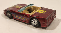 1989 Hot Wheels Speed Fleet Custom Corvette Convertible Dark Red Die Cast Toy Car Vehicle