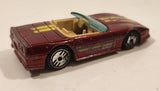 1989 Hot Wheels Speed Fleet Custom Corvette Convertible Dark Red Die Cast Toy Car Vehicle