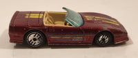 1989 Hot Wheels Speed Fleet Custom Corvette Convertible Dark Red Die Cast Toy Car Vehicle