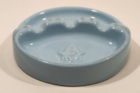 Vintage Masonic Free Masons Light Blue Heavy Pottery Ashtray