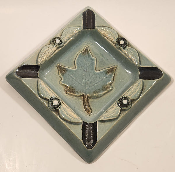 Vintage 1942 Gord Webster Canadian Maple Leaf with Flyer's Wings Heavy Pottery Ashtray Signed Made in England